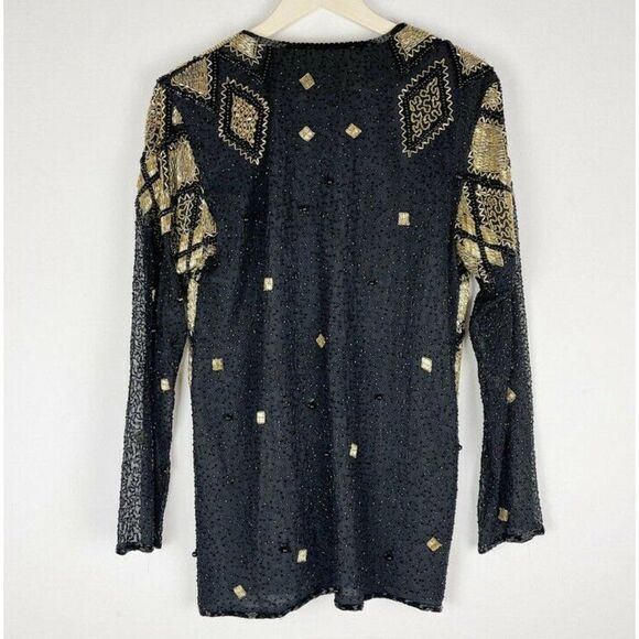 Vintage Fashion Creation Silk Black And Gold top - Picture 3 of 9